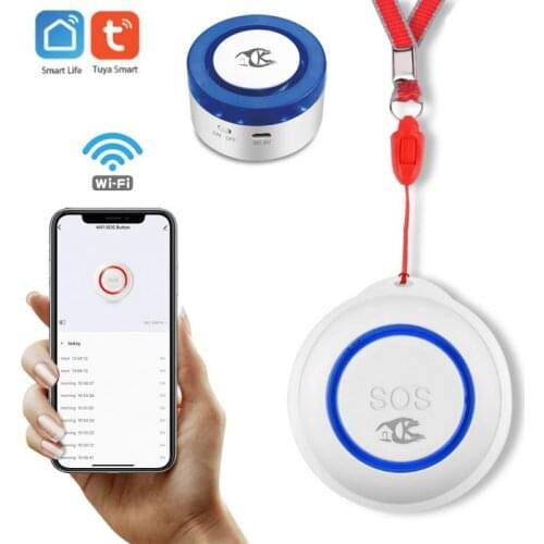 Tuya Smart SOS Button Sensor Alarm Elderly alarm Waterproof Emergency Help Alarm Switch Work with Tuya App Smart Life App