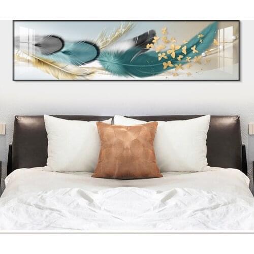 Modern Abstract Green Feathers Canvas Painting Print Home Decor Gold Butterfly Wall Art Pictures For Living Room Nordic Poster