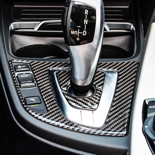 Car Styling For bmw F30 F34 3 series Carbon Fiber Car Gear Panel Interior Trim Decorative Stickers For BMW