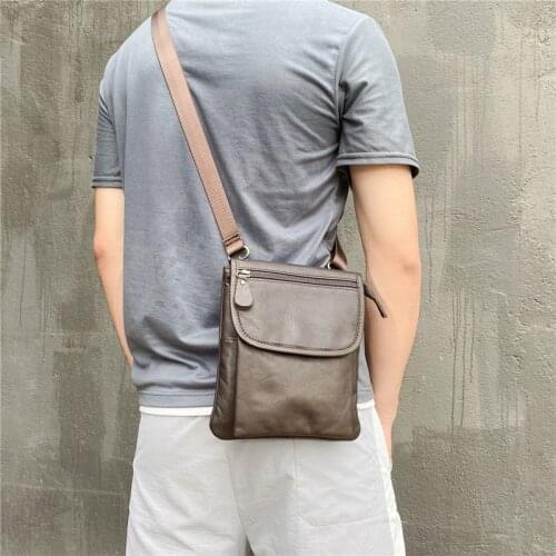 Shoulder Bag For Men Business Casual Genuine Leather Retro Messenger Bag Male Crossbody Shoulder Bags Man Square Bag