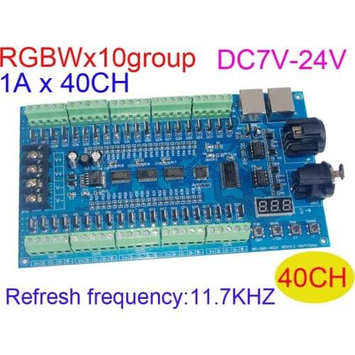 40CH DMX512 CV LED Decoder RGBW 10 Group 16bit; DC7V-24V input; 1Ax40 channel RGBW output