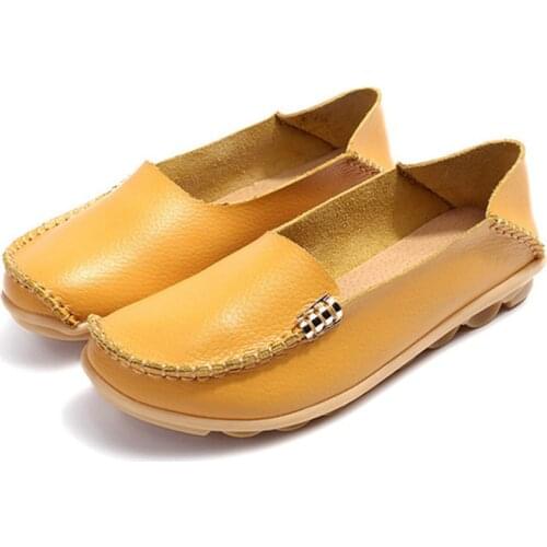 Flat Shoes Women Slip On Shoes For Womens moccasins Genuine Leather Loafers Women Flats Ladies Shoes Plus Size Sapato Feminino