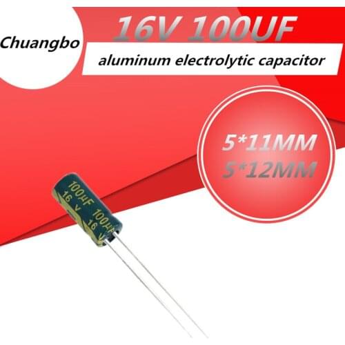 50pcs 16V 100UF Low ESR/Impedance high frequency aluminum electrolytic capacitor size 5*11 5*12MM 100UF 16V
