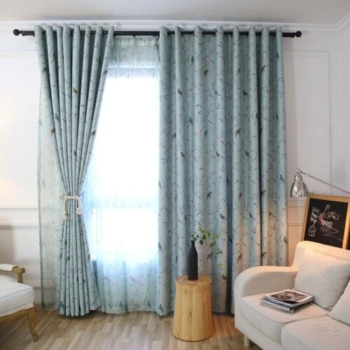 Color Flower and Bird Printing Curtain American for Princess Room Living Room Bedroom Bay Window Blackout Curtain Tulle Custom