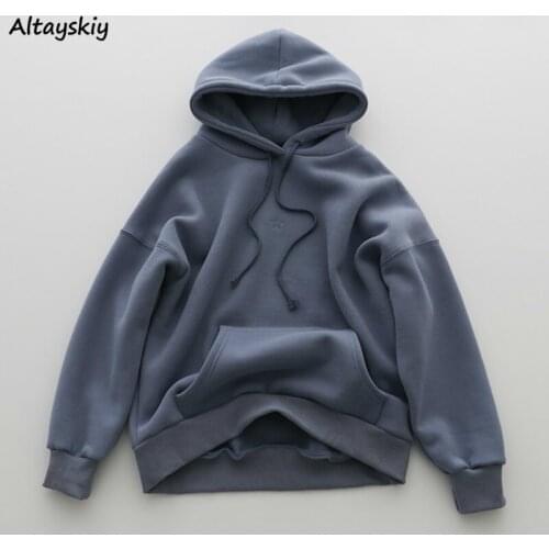 With Hat Hoodies Sweatshirts Women Thicker Autumn College Simple Leisure Loose Korean Style Elegant All Match Comfortable Chic
