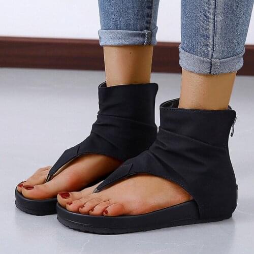 Womens Sandals For Women 2020 Summer New Womens Shoes High Heels Zipper Slippers Light Flip Flop Outdoor Casual Woman Sandals