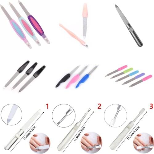 1/2/5pcs/lot Nail Art Buffer Files Plastic Handle Metal Double Sided Nail Files Pro Nail File DIY Manicure Pedicure Tool