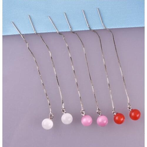 Wedding Party Fashion Jewelry Alloy Chain Geometric Round Ball Pendant Ear line Earrings Female charm jewelry 1 Pair