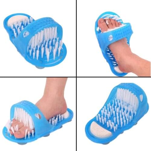 1PCS Shower Foot Feet Cleaner Scrubber Washer Foot Health Care Household Bathroom Stone Massager Slipper Blue Drop Shipping
