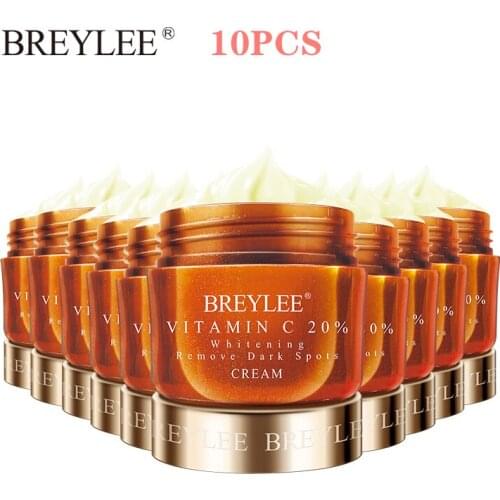 10PCS BREYLEE Vitamin C CreamWhitening Facial FadeFreckles RemoveDark SpotsMelanin Remover SkinBrighteningCream Face Care 20% VC