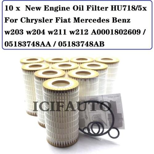 10 x New Engine Oil Filter HU718/5x For Chrysler Fiat Mercedes Benz w203 w204 w211 w212 A0001802609 / 05183748AA / 05183748AB