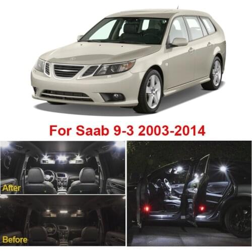 13pcs White Canbus No Error LED Reading Map Dome Light Interior Kit For Saab 9-3 2003-2014 License Plate Lamp Car Accessories