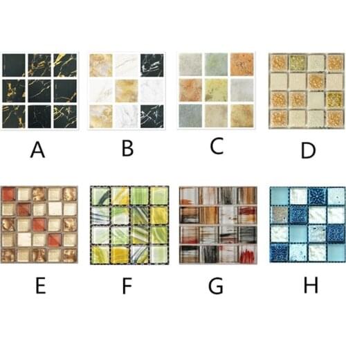 20pcs Square Tile Effect Wall Sticker Self-adhesive Tile Floor Wall Sticker Decal PVC Material 10*10cm For Bathroom Wall Decor