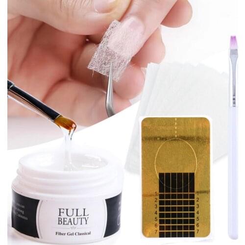 3pcs/set Extension Gel Nail Kit 15ml Gel Polish Silk Fiberglass Nail Art Forms Brush Finger Extensions Tools Manicure Set Nf1800