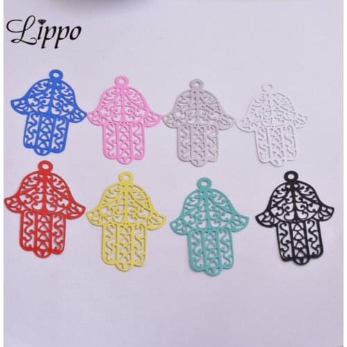 30pcs AB4428 Brass Gold Color Hand Charms Large Hyperbole Painted Filigree Pendants DIY Earrings Connectors Jewelry Materials