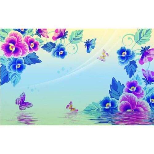 3d wallpaper custom non-woven Love butterfly orchid water reflection setting wall picture wallpaper