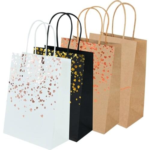 6pcs Kraft Paper Bags Christmas Gift Bags With Handle Candy Cookie Packaging Bags Wedding Party Baby Shower Favor Boxes
