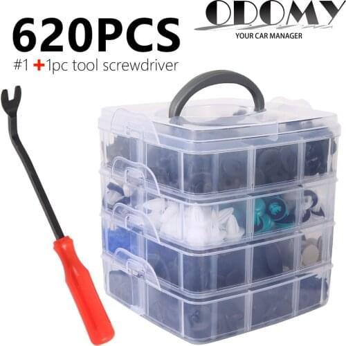 620pcs/Box Car Fastener Clips Mixed Car Fasteners Door Trim Panel Auto Bumper Rivet Retainer Push Engine Cover Fender