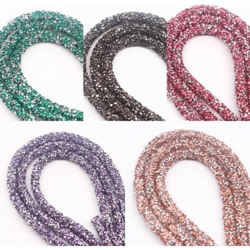 7mm Resin Glitter Rhinestones Rope Tube Cord Sequin Trimming for DIY Jewelry Bracelet Necklace Party Decoration Wedding