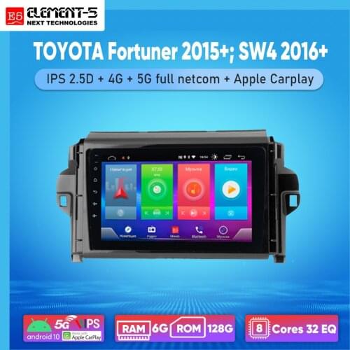 ELEMENT-5 9" 2G+32G Android 10 4G WIFI RDS DSP Car Radio For TOYOTA Fortuner 2015+; SW4 2016+ Navigation GPS HIFI