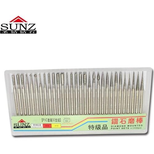 CBN Power Tools Accessories Rotary tools diamond burs grinding wheel 3mm shank of 30pcs tools accessories jade carving tools