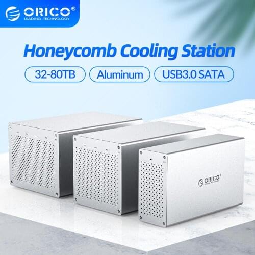 ORICO Honeycomb Cooling Multi Bay 3.5'' Aluminum HDD Docking Station 32-80TB SATA to USB3.0 HDD Enclosure With 7 Raid Mode