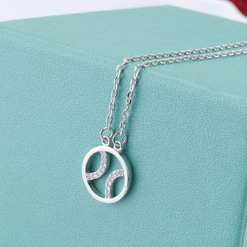 DOYUBO New Arrival Womens Copper Tennis Ball Pendant Necklace Cubic Zirconia Round Tennis Charms Chains Fashion Jewelry ED001