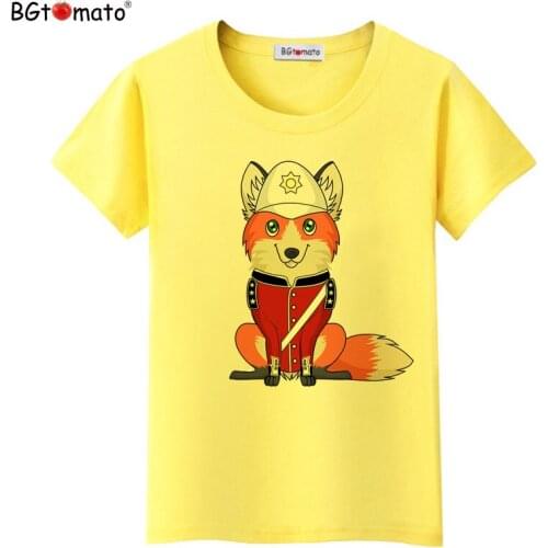 BGtomato T shirt Cartoon fox funny t shirts Short sleeve summer clothes Brand good quality casual t-shirt women