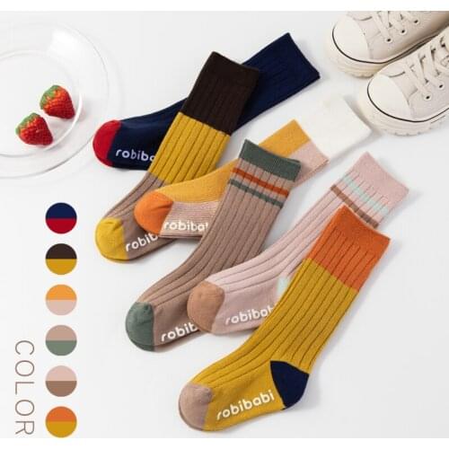 Lioraitiin Fast Shipping 1-3Years Toddler Baby Boy Girl Sockings Color Patchwork Cotton Knit Leggings 6 Colors