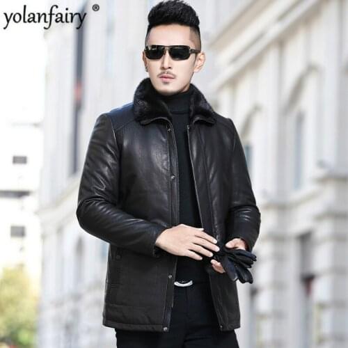 Real Fur Coat Men Genuine Leather Jacket Men Goatskin Natural Mink Fur Coat Winter Coat for Mens Clothing Casaco A17DN266 YY797