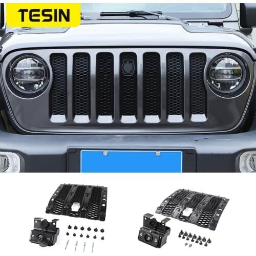 TESIN Car Grilles Smart Locks Cover for Jeep Wrangler JL Car Hood Latch Catch Lock Kit for Jeep Wrangler JL 2018 Car Accessories