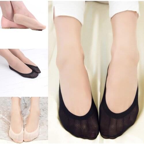 Natural environmental Summer Ladies Thin Sock Slippers Silicone Antiskid Ice Silk Socks Seamless Invisible Women Boat Socks