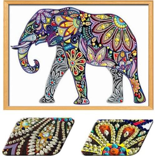 New Diamond Painting Animal Cross Stitch Special Shaped Diamond Mosaic Elephant Pattern Rhinestone Canvas Size Home Decor a22