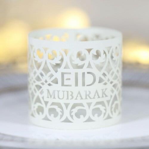 New 50pcs/Lot Napkin Rings For EID Mubarak Decoration Hotel Supplies Paper Buckle Gold Napkin Rings Holder Party Supplies