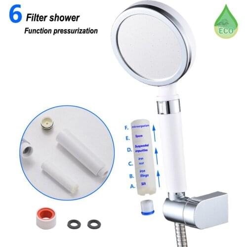 New pressurized hand-held shower head with anion filter and water stop three-gear shower head