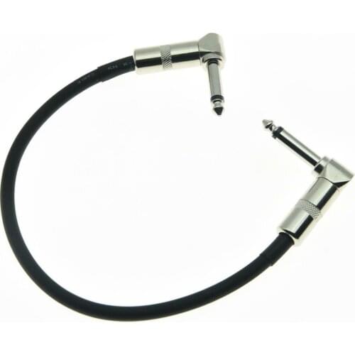30cm Guitar Effect Pedal Instrument Patch Cable 1/4" Silver Right-angle Plug Black PVC Jacket Silver Color