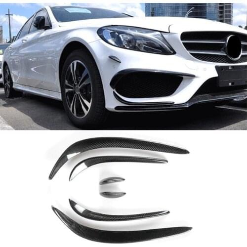 Front Bumper Fog Lamp Grille Slats Spoiler Flap Wing Decoration Trim For Mercedes Benz C Class W205 2015-18 Car Accessories