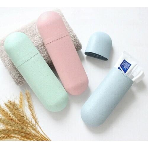 Portable Travel Toothpaste Toothbrush Holder Cap Case Storage Cup Plastic Box Wheat Straw Toothpaste Toothbrush Holder