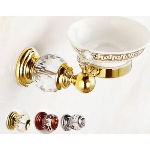 Promotion Crystal European Soap Dish Holder Wall Mounted Bathroom Hardware Jade Soap Dishes With Ceramic Holder