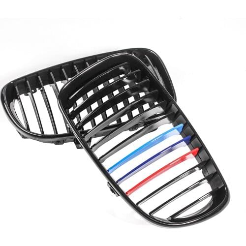 1 Pair Gloss Black M-Color Front Kidney Grilles For BMW E81 E82 E87 E88 118i 125i 135i 130i 120i 128i 2005-2015 2012 2011 2010