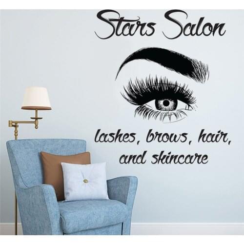 Eyelashes wall sticker Lash Eyebrows Decal Lashes Decal home decoration accessories Vinyl Beauty Salon Customized Decals HY18