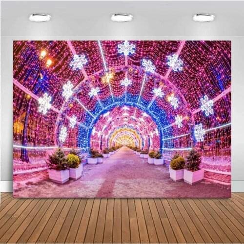 Rose Pink Lights Time Tunnel Photography Backgrounds Kids Birthday Wedding Celebration Stage Show Backdrops For Decoration