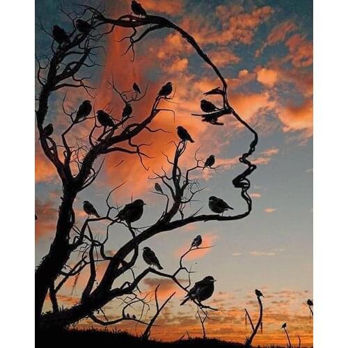 《Woman avatar silhouette》 picture painting by numbers home decor birthday present quadros decorativos