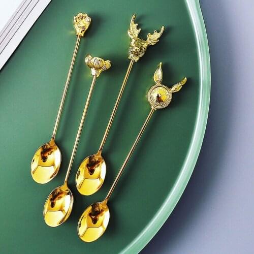 Nordic Stainless Steel Spoon Luxurious Ice Cream Coffee Soup Spoons Teaspoon Golden Dessert Cake Spoon Stirring Stick Tableware