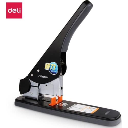 Deli 210-page Labor-saving Heavy-Duty Stapler Suitable for 23/6~23/23 Staples with Sliding Ruler Black
