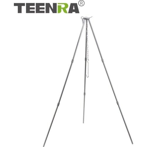 TEENRA Camping Cooking Tripod Portable Hanging Pot Outdoor Survival Tripod Picnic Campfire Cookware