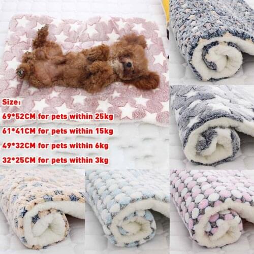 Warm Cat Dog Bed Star Print Puppy Dog Blanket Soft Flannel Fleece Sleeping Bed Mat Cover House For Dogs Pet Supplies 4 Sizes