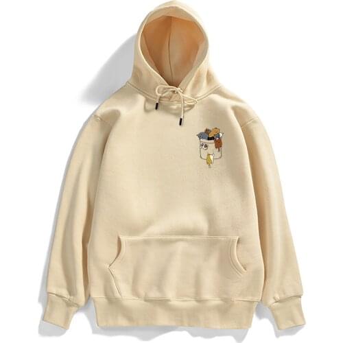 Hoodie Cute Cloth Bag Cat Funny Print Men Hoodies Comfortable Famous Brand Mens Sweatshirts Hip Hop Casual Pullovers For Male