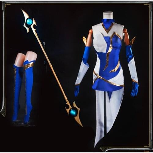 [STOCK] 2018 Hot Game LOL Female Hero LUX Thunder Version Star Guardian Cosplay Magical Girl Costume Women Halloween Free Ship
