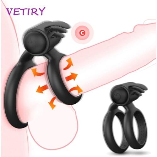 Vibrating Penis Ring Adult Sex Toys for Men Erection Couple Vibrator Penis Enlargement Delay Ejaculation Clitoris Stimulation